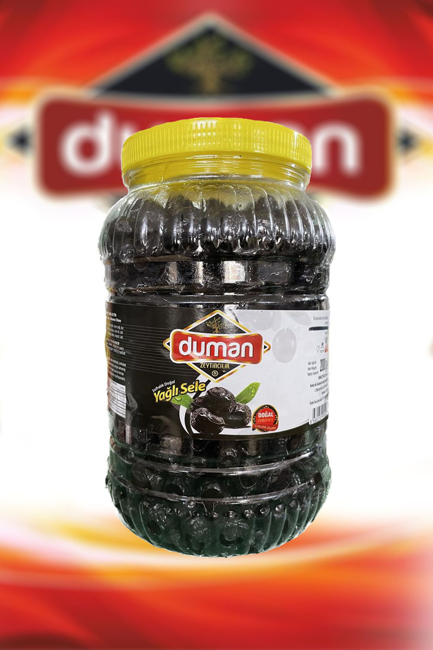 DUMAN GURME Kahvaltılık Birinci Kalite İri Boy 260-290 Klb Siyah Zeytin 2000 GR